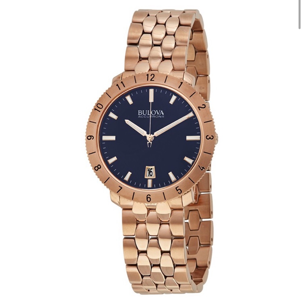 NWOT Accutron II Blue Dial Men's Rose Gold Watch